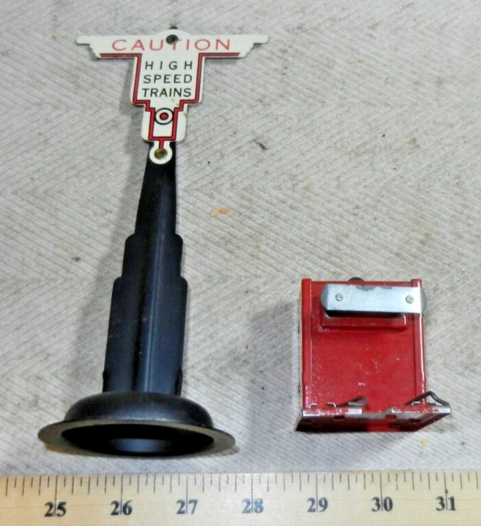 Marx 314 Caution High Speed Trains sign + 505 Bumper - Very Nice Accessories - Image 2 of 4