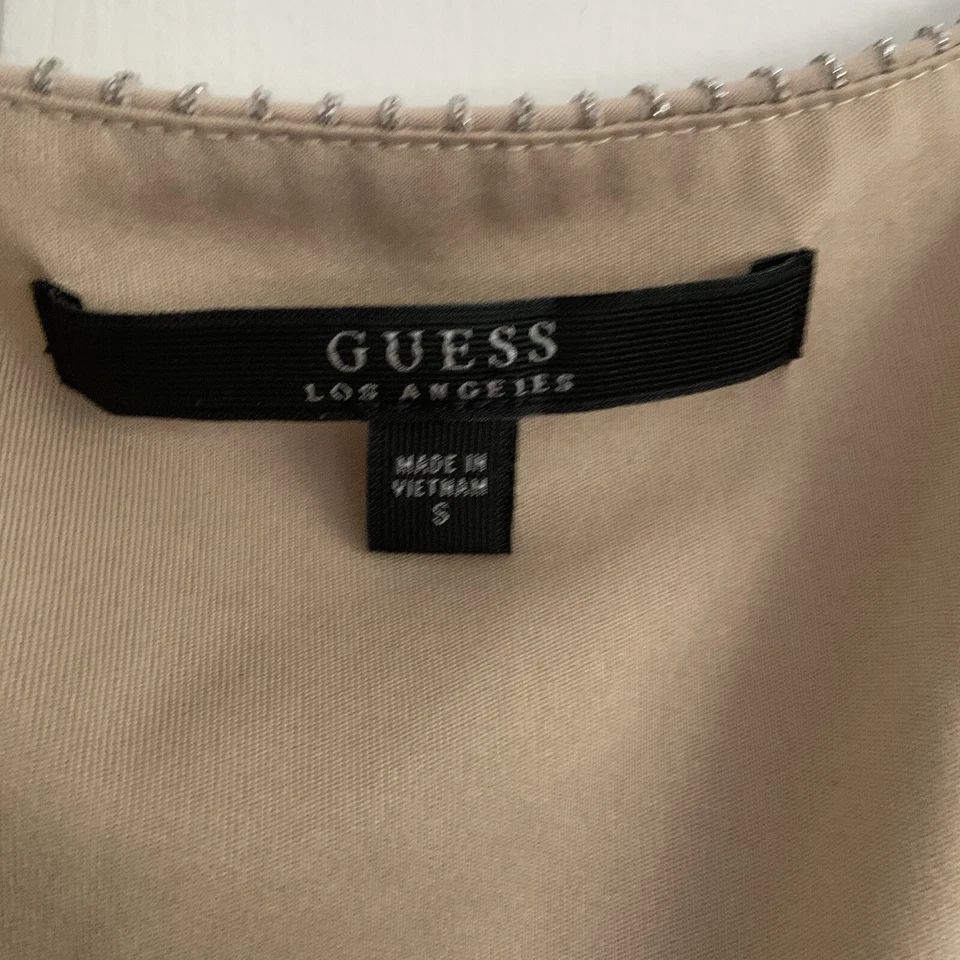 Guess Glitter texture stripe V-Neck nude Party Cocktail Party Dress sz Small S - Image 2 of 4