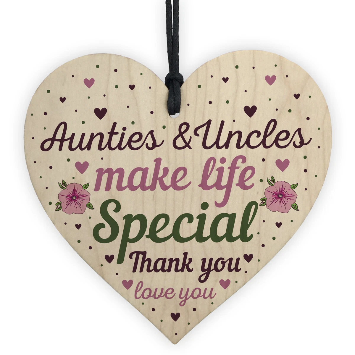 THANK YOU Auntie And Uncle For Christmas Birthday Wood Heart Joint Gifts For Her