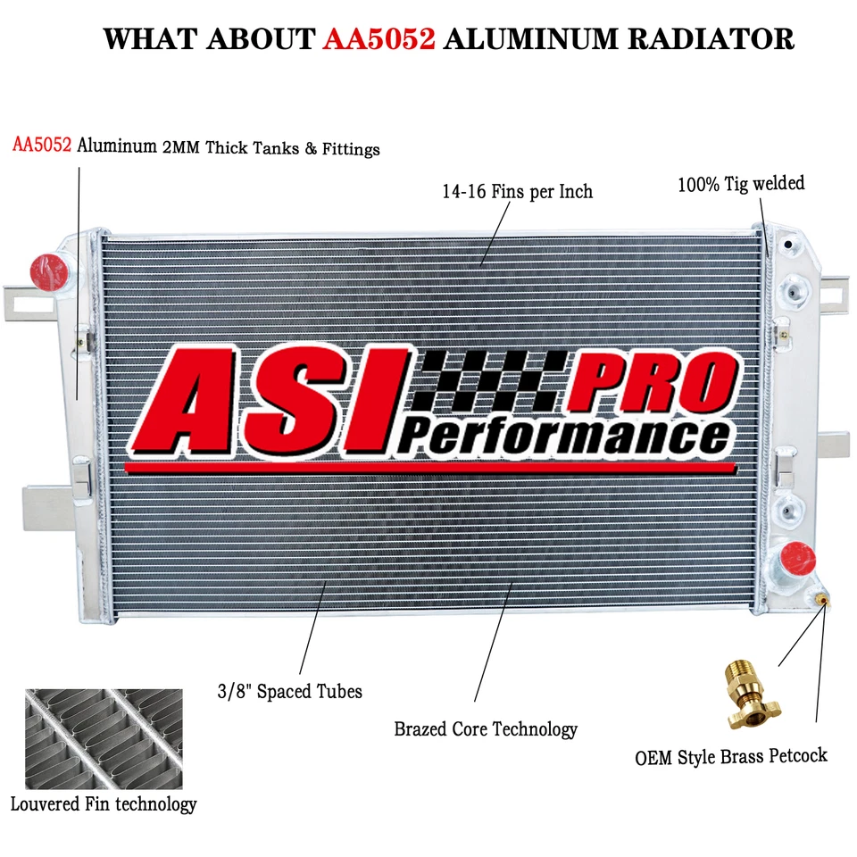 4Row Aluminum Radiator for 2001-2005 2003 Chevy Silverado 2500 3500 Duramax,6.6L - Imagem 2 de 4