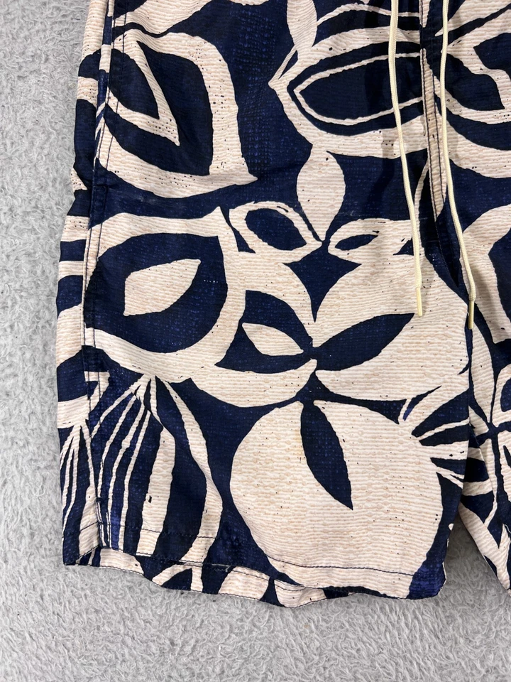 Bañador Merona Para Hombre Pequeño Azul Beige Floral Forrado Poliéster Playa Piscina Surf Foto 3 de 4