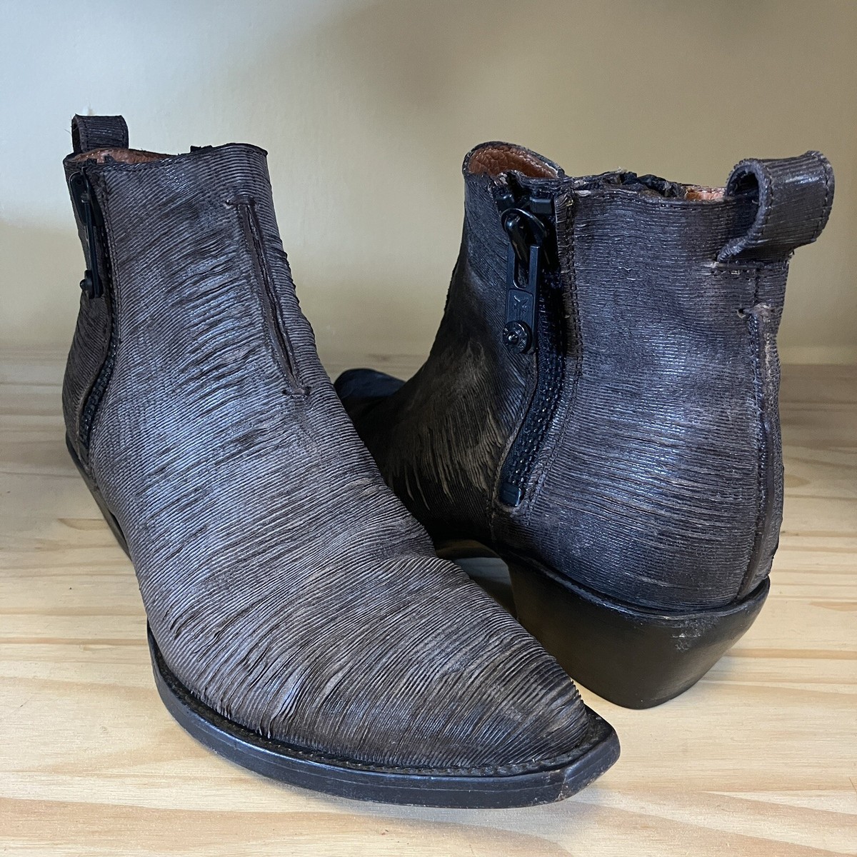 Frye Sacha Moto 8M Shortie Charcoal Double Zip Bootie