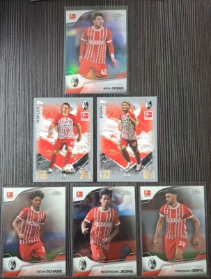 SC Freiburg Lot 6xFussballkarten Topps U.a Chrome Refractor Ritsu Doan