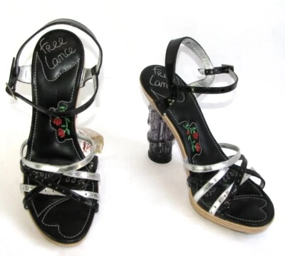 FREE LANCE Sandalen Absätze 12 CM Plattform Leder Schwarz & Silber 39 Top - Bild 1 von 4