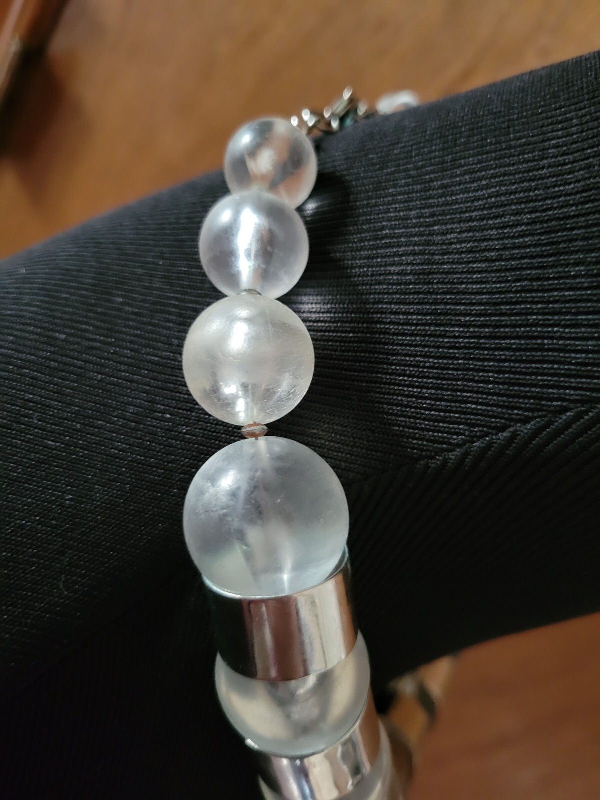 Vintage Clear and Silver Beaded Statement Choker … - image 6