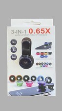 3-in-1 0.65X Wide-angle Macro Lens Universal Clip Lens- Black- NIB, never used