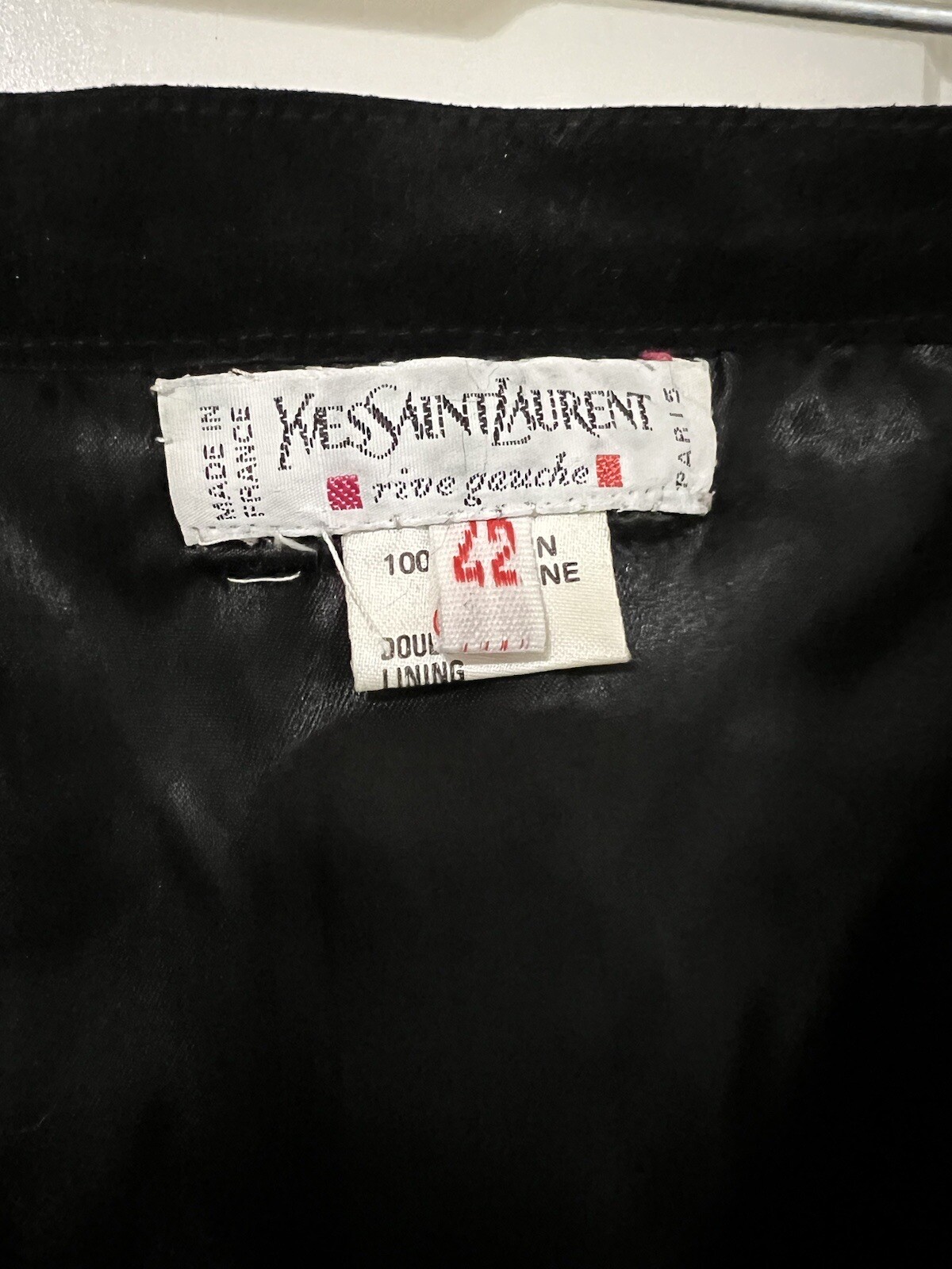 SAINT LAURENT YSL Rive Gauche tuta da donna nera in pelle scamosciata taglia 42