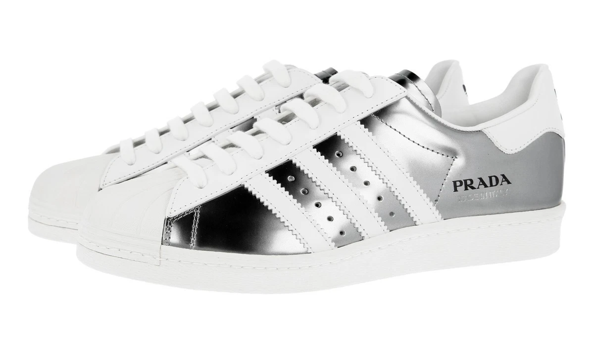 bibliotecario Humorístico brillante PRADA x ADIDAS SUPERSTAR SNEAKERS 2EG321 SILVER WHITE NIB US 10 EU 43 43,5  | eBay