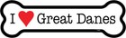 I Heart (Love) Great Danes Dog Bone Car Magnet 2" x 7" Usa Made