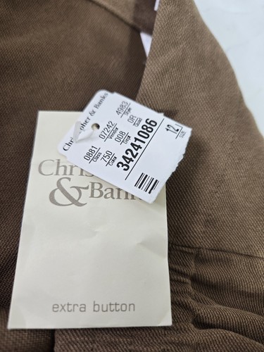 NWT Christopher & Banks Stretch Brown Long Straight Wrap Skirt 4 Buttons Sz 12 - Picture 4 of 16