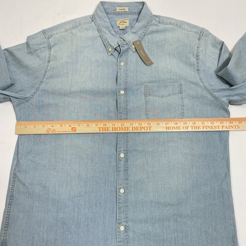 J Crew Shirt Men's XL Blue Stretch Denim Classic Light Indigo Long Sleeve - Picture 4 of 15