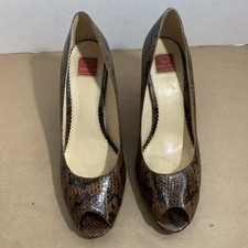 Oscar By Oscar de la Renta Embossed Snakeskin platform Peep Toe Heels Size 10M