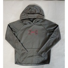 Under Armour Storm Armour Fleece Hoodie Gray Pink Logo Women Small Thumbholes