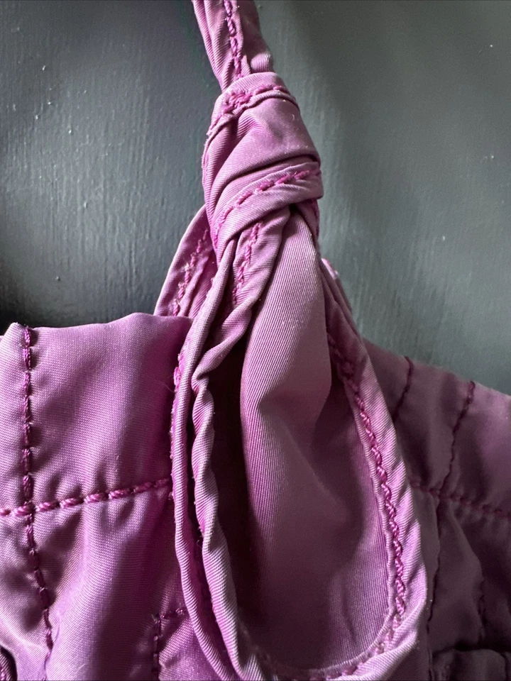 "Bolso de Mano Marc Jacobs Púrpura Nylon Clásico Grande Acolchado Logo Letras 11X13""" Foto 3 de 4