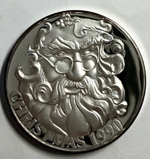 999 Fine Silver One Troy OZ 1990 Christmas DCAM Proof Strike Birth Year 1990