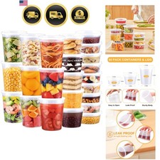 60 Sets Deli Containers with Lids, 32/16/8 oz X 20 Set Each, Leak-Proof BPA...