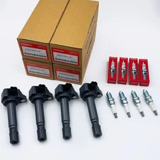 4 Pack OEM Ignition Coils & Spark Plugs UF582 For 2006-2011 Civic 1.8L L4 E1082