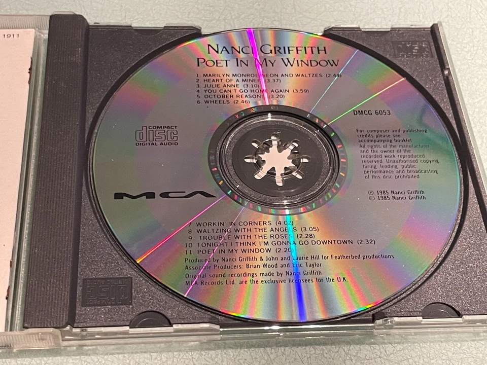 Nanci Griffith - Poet in My Window - CD Album - 1985 MCA Records - 11 Tracks - Image 3 of 4