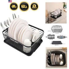 Escurridor de platos de cocina con bandeja de goteo negro