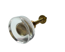A Single 1 inch Satin Clear Acrylic with Gold Hardware Cabinet or bi-fold Knob