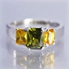 Size 8, vintage Sterling 925 silver handmade band ring with citrine and peridot