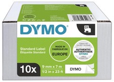 Ruban D'Étiquettes Standard D1 - 9Mm X 7M Noir Sur Blanc, Pack De 10 - 2093096