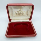 GENUINE OMEGA WATCH BOX VINTAGE RED WORLD HAS LEARNED TO TRUST 1940s 1950s