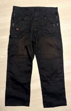 Dickies Work Cargo Trousers Mens UK 56S Black Carpenter Double Knee Relaxed Fit