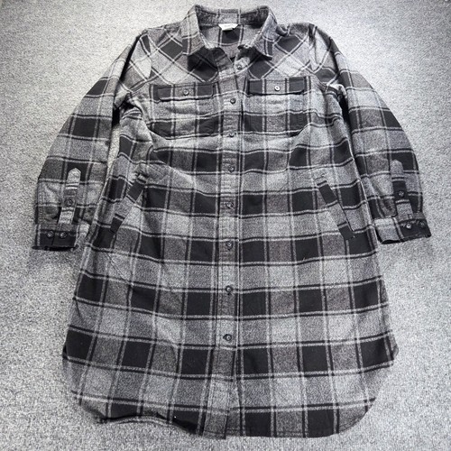 Duluth Trading Co Flannel Shirt Women Large Plaid Shacket Tunic Folklore Duster - Picture 2 of 9