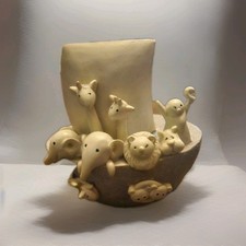 Heaven Sends Resin Looks Like Stone Small Noah's Ark Neutral Nursery Baby Decor