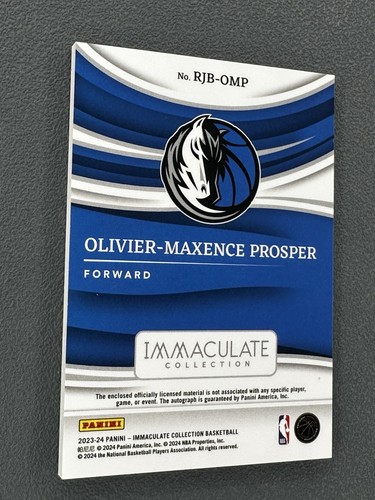 OLIVIER-MAXENCE PROSPER 2023-24 IMMACULATE ROOKIE RC RPA NIKE LOGO PATCH AUTO /5 - Picture 7 of 10
