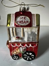 Ice Cream Cart Glass Ornament Old World Christmas OWC In Box