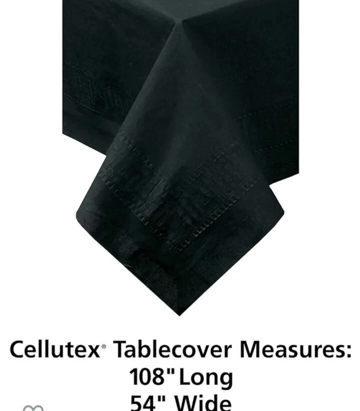 Hoffmaster 2-Ply Tissue Paper 1-Ply Poly Table Cover Black, 108" x 54"  25/Pack - Image 2 of 4