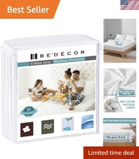 Queen Waterproof Mattress Protector, Pee Proof Cotton Terry Cover Noiseless...