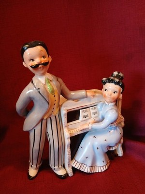 1958 SANSON Import Co A802  Ceramic Planter  With Duo Music Piano And Singer.