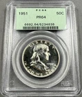 1951 Franklin Half Dollar 50c - PCGS PR64 - Semi Key OGH Green Holder