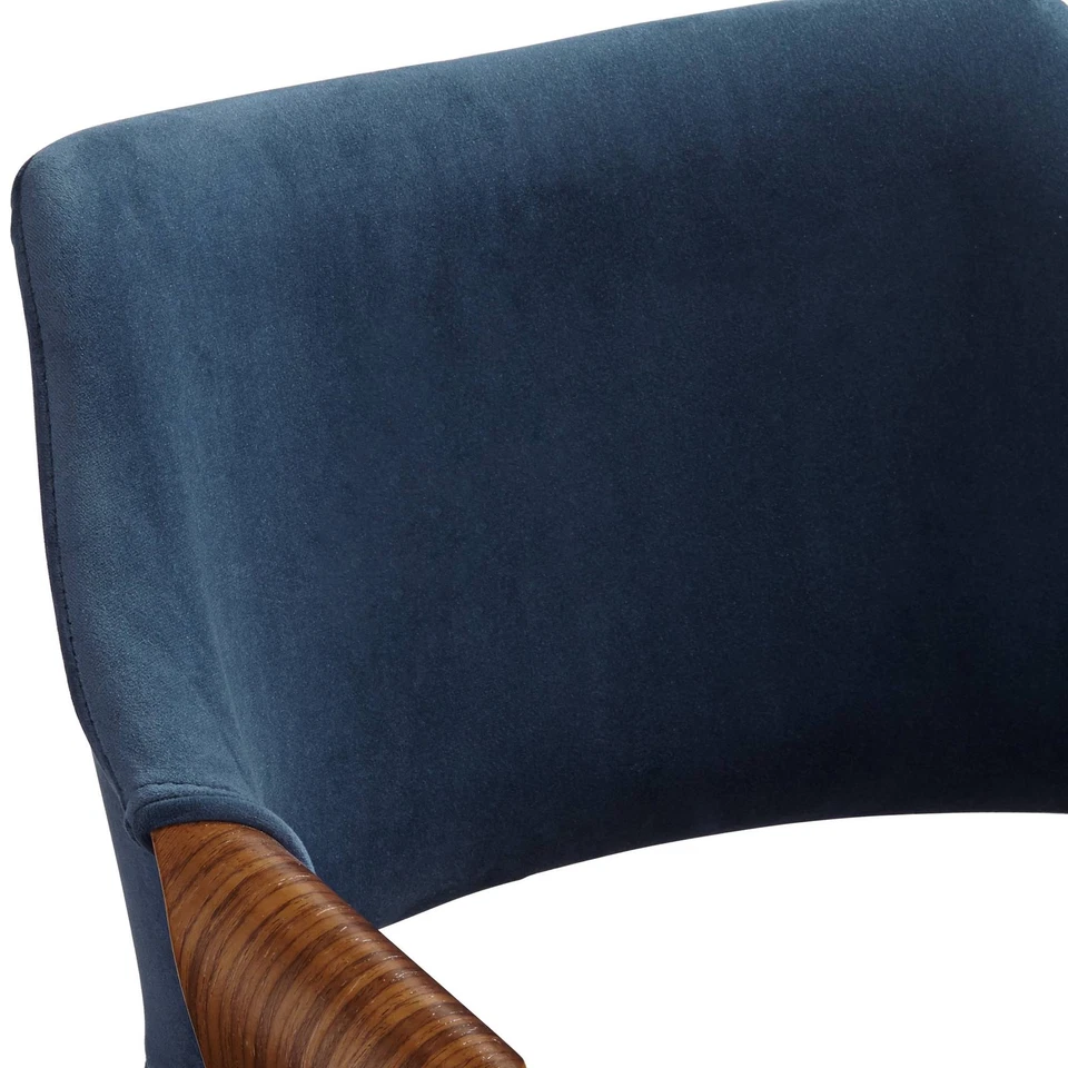 Westin Walnut Swivel Bar Stool 25 3/4" High Blue Cushion Kitchen Counter Island - Image 3 of 4