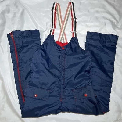 Vintage Polaris Men's Snowpant Bibs Size S Blue Red 70s Snowmobiling **READ** - Image 1 of 4