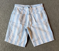 VTG 90s Girbaud Men's Striped Denim Jean Shorts - Sky Blue/White - Size 30