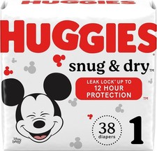 Huggies Size 1 Diapers, Snug  Dry Newborn Diapers, Size 1 8-14 lbs , 38 Count