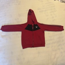 True Religion Fullzip Hoodie Toddler Size 3T Red Jacket w Navy Blue/white Strips