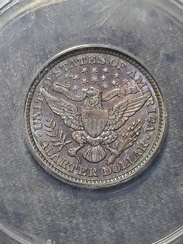 1898 Barber Quarter 25 Cents ANACS AU50 Toned