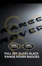 Range Rover Badges Gloss B onnet AND Boot SET + Stencil + Land Rover Badge Set