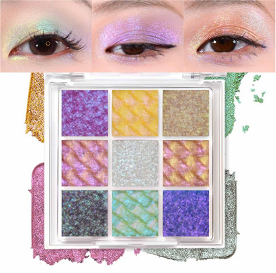 Multichrome Eyeshadow Palette,9 Color Change Glitter Chameleon Eye Shadow,High P