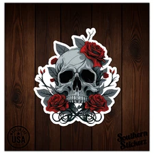 Skull Rose Thorns - Vinyl Decal Sticker - Car Window Laptop - ebn9993