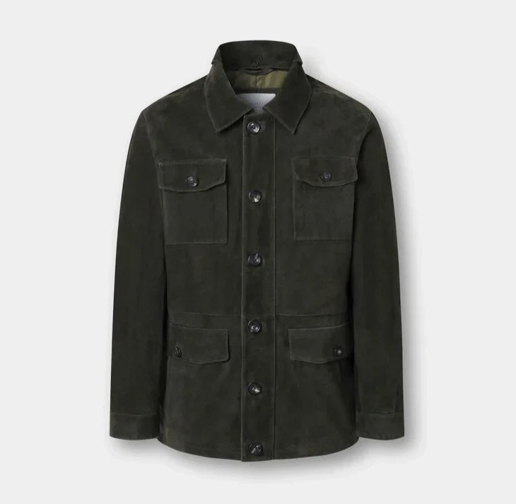 Black Field Leather Jacket for Men Pure Suede Custom Made Size S M L XXL 3XL - Image 3 of 4