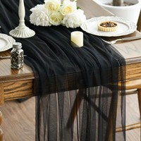Tischband Gaze Schwarz TüLl TischläUfer 150X300 Cm FüR Hochzeit Party Dekoration