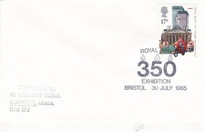 GB 1985 Royal Mail 350 Exhibition Bristol FDC Special cancel typed VGC