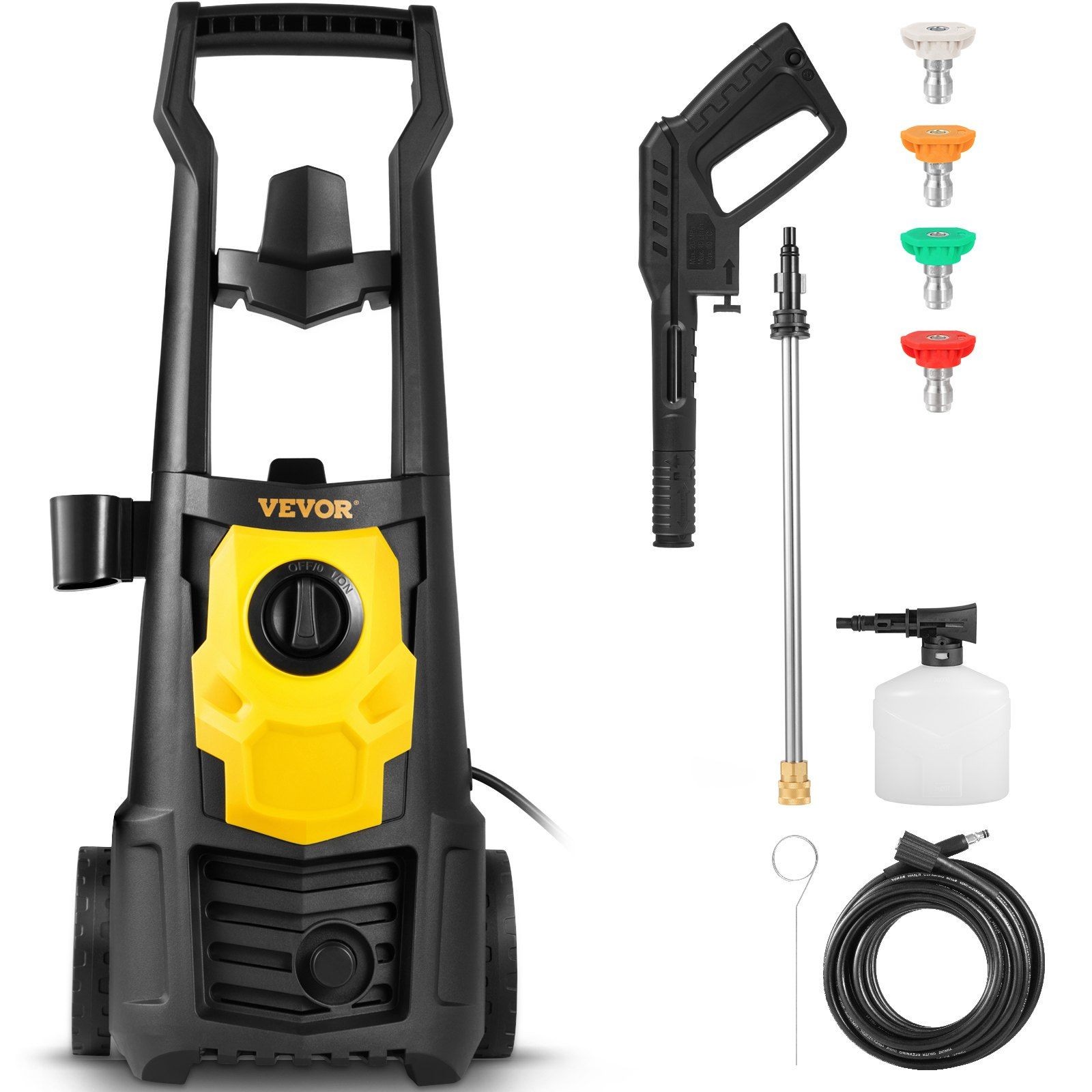 2000PSI 1.65GPM Portable Power Washer, 30ft Hose, Foam Bottle, IPX5 Rated