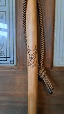 Hiking stick made in Cornwall from Hazelwood,117.5cm,Stag's head artwork.